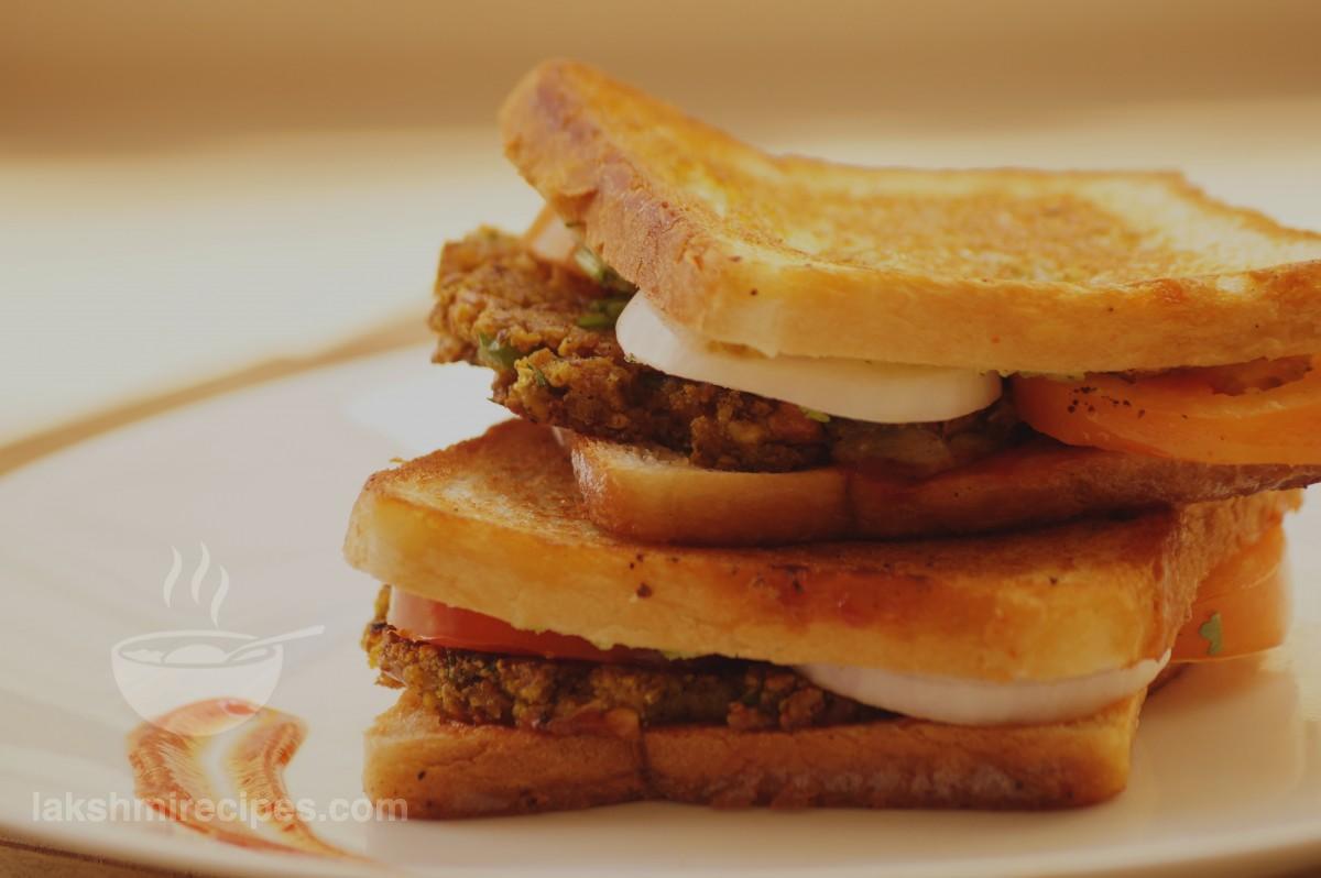 Falafel Sandwich or Chickpea Sandwich or Chana Tikki SAndwich